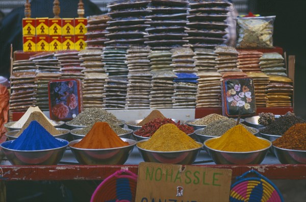 EGYPT, Luxor, Colourful herbs and spices on market stall