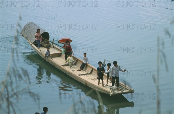 CHINA, Transport, Ferry, Passenger Ferry Crossing River with people standing