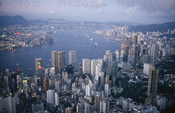 HONG KONG, General View, Cityscape view at dusk.