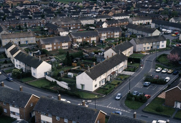 ARCHITECTURE, Houses, Estates, "View over council houses. Bristol, England"