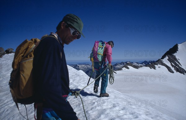 10039459 SPORT  Mountaineering Tethered ice walk in D Huez in the French Alpes