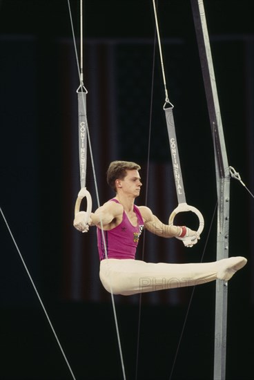 10044922 SPORT  Gymnastics Gymnast Andreas Wecker competing on the rings.