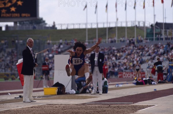 10037061 SPORT Athletics Heptathalon Sonia Delprete competing in the womens long jump at the World Student Games.