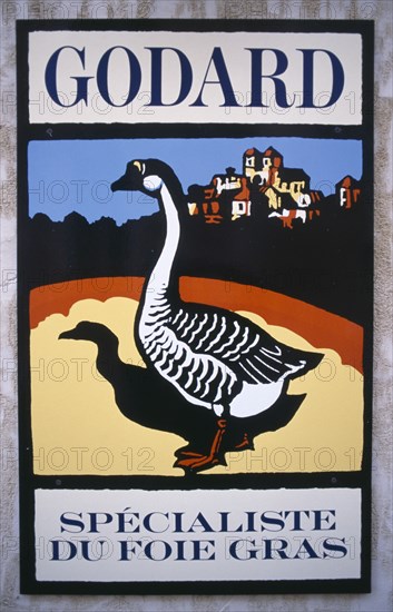 FRANCE, Aquitaine, Bergerac, Godard Foie Gras shop sign