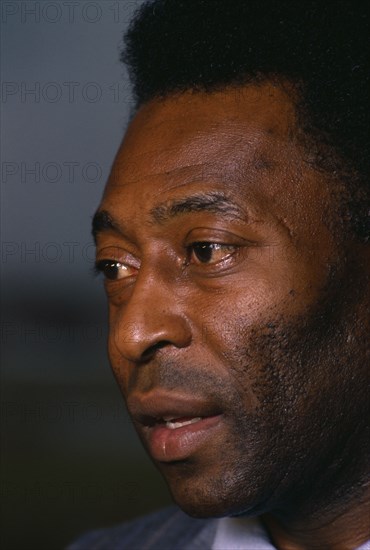 10037123 SPORT Ball Games Soccer Close up portrait of Brazilian footballer Pele.