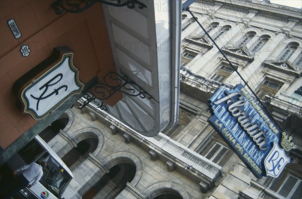 CUBA, Havana Province, Havana, "Sign outside the Floridita bar and restaurant, the home of the Daiquiri"