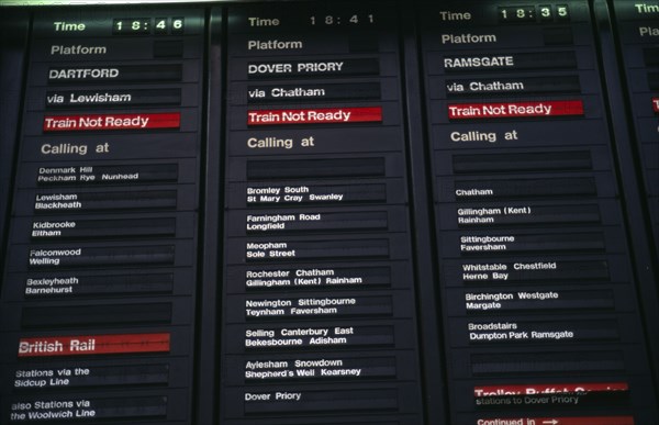 TRANSPORT, Rail, Departure Board, Train not ready display.