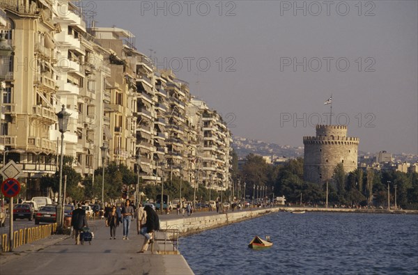 GREECE, Macedonia, Thessaloniki, View along the seafront toward the White Tower