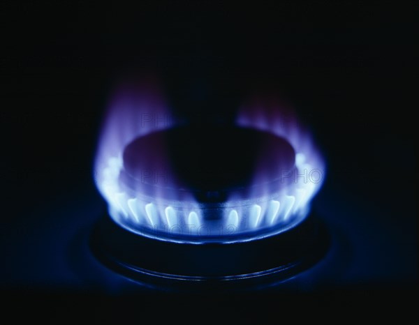 FOOD, Cooking, Blue flame on gas cooker ring