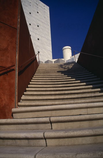 FRANCE, Provence-Côte d’Azur, Alps-Maritimes, "Nice.  Modern art gallery, exterior detail showing flight of steps."