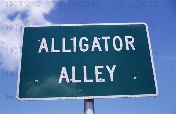 USA, Florida, Transport, Everglades Gator Sign