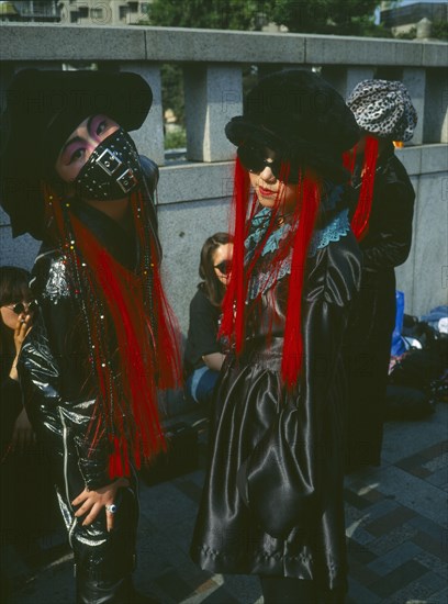 JAPAN, Honshu, Tokyo, Teenage punk girls in Yoyogi Park