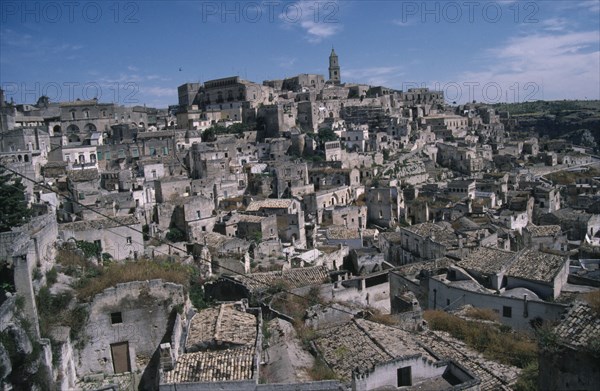 ITALY, Basilicata, Matera, "The Sassi district, view over deserted town "