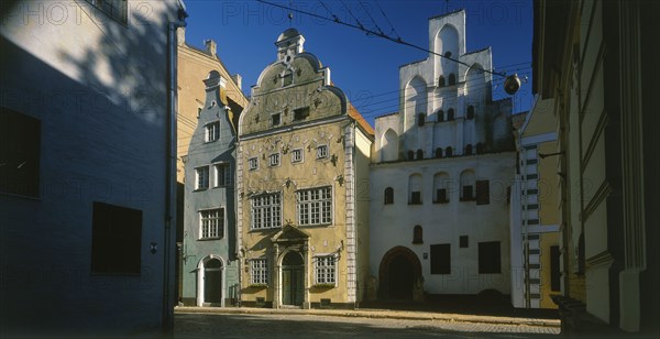 LATVIA, Riga, Extrerior of the Three Brothers.The Oldest houses in Riga