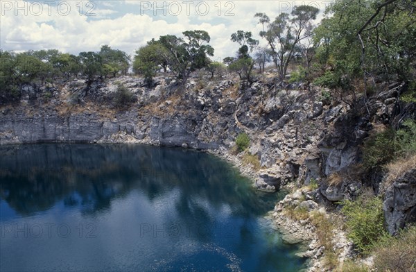 NAMIBIA, Lake Otjikoto , Sink Hole formed from collapsed cavern