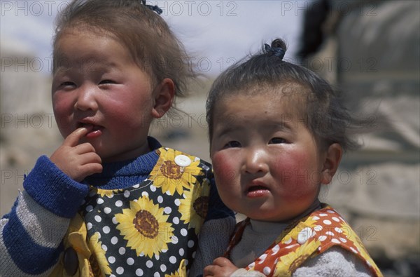 MONGOLIA, South Gobi , "Omnogov, Two Mongolian children"