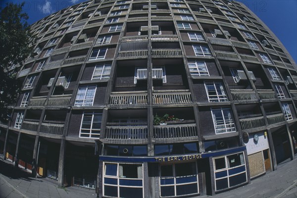 ENGLAND, London, Hyde Park. Fish eye view of a block of flats