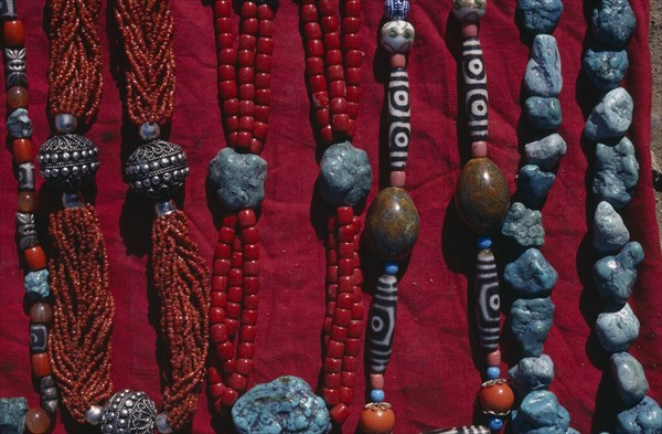 CHINA, Tibet, Lhasa, Bakhor. Jewellery stall display