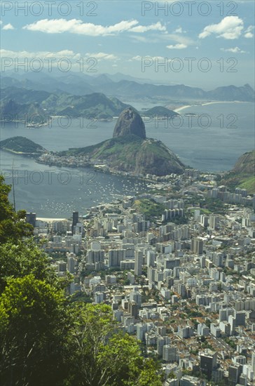 BRAZIL, Rio de Janeiro, View over Rio toward Sugar Loaf Mountain from Corcovado Mountain