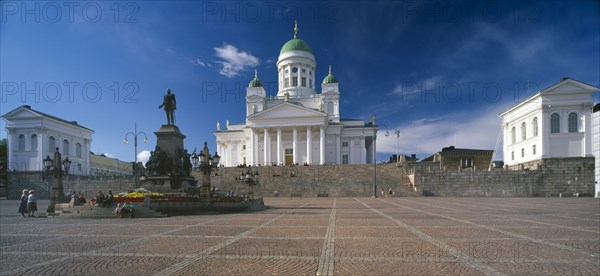 FINLAND, Uusimaa, Helsinki, "Lutheran Cathedral also known as Tuomiokirkko, seen from Senate Square "