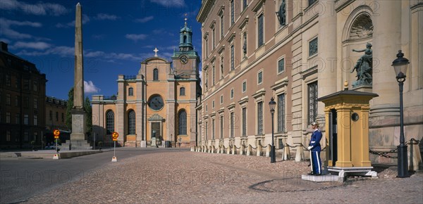 SWEDEN, , Stockholm, The Royal Palace with Sentry on duty