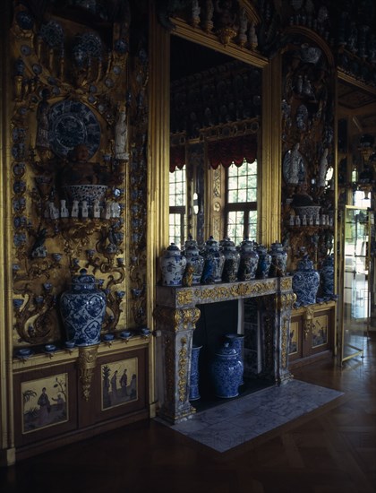 GERMANY,  , Berlin, Charlottenburg Palace interior with gold mirror above fireplace and