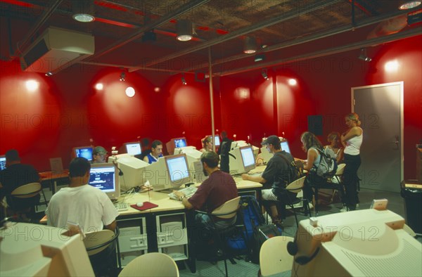 INDUSTRY, Communications, Computers, Internet cafe interior Sweden Stockholm in the Kulturhuset