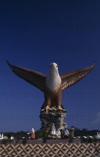 MALAYSIA, Kedah, Langkawi, The giant statue at Datang Lang Eagle Square in Kuah the symbol of the island’s flight to prosperity