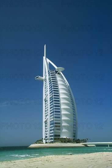 UAE, Dubai, The Burj-al-Arab Hotel on Jumeirah Beach.