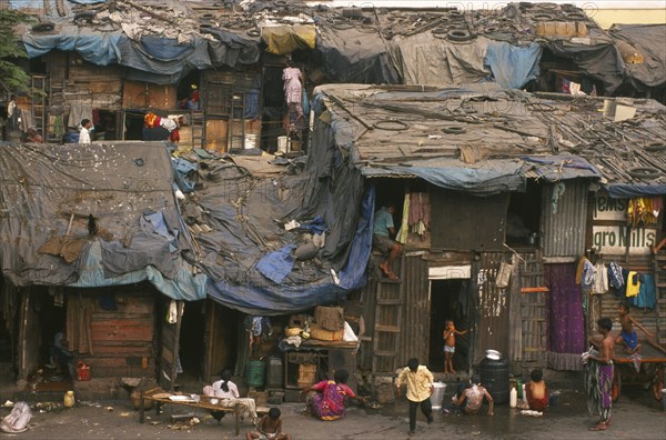 INDIA, Maharashtra, Mumbai , Slum housing.