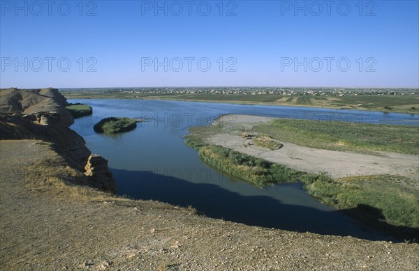 SYRIA, Central, Dura Europos, View over the Euphrates River from the site of the ruined border fortress.