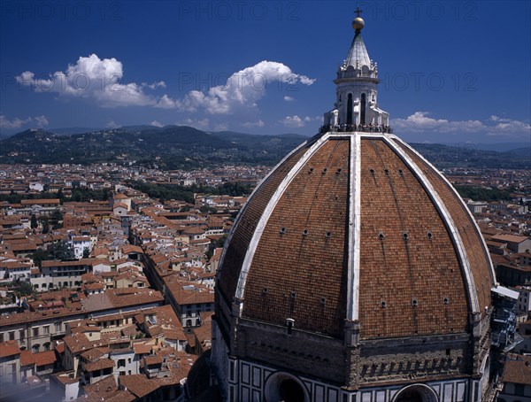 ITALY, Tuscany, Florence, "The Duomo. Dome by Brunelleschi, completed in 1463 with view over the city behind."
