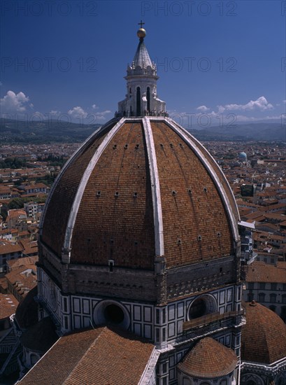 ITALY, Tuscany, Florence, "The Duomo. Dome by Brunelleschi, completed in 1463 with view over the city behind."