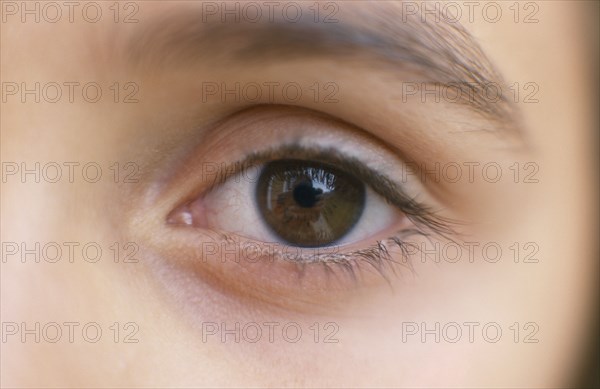 HEALTH, Eyes, "Close view of childs eye, brown in colour with small pupils in bright light."