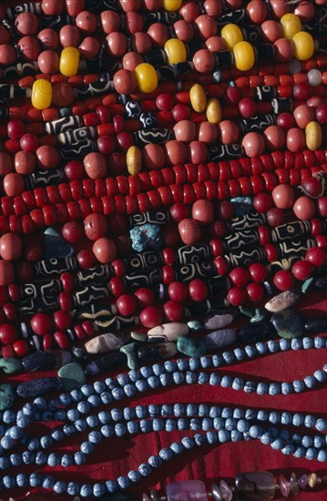 CHINA, Tibet, Lhasa, Jewellery stall on the Barkhor pilgrim circuit at Jokhang Temple