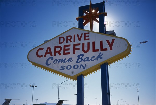 USA, Nevada, Las Vegas, Drive carefully sign