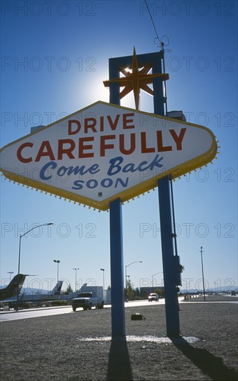 USA, Nevada, Las Vegas, Drive carefully sign