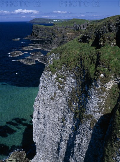 IRELAND, North, County Antrim, Whiterocks Bay with chalk stacks in geological A.S.S.I. or Area of Special Interest in Ulster.