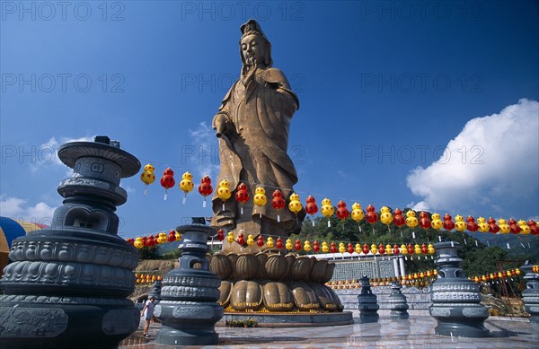 MALAYSIA, Penang, Kek Lok Si Temple, "Bronze statue of Kuan Yin or Avalokiteshvara, the male Bodhisattva, a future Buddha representing the force of creation and portrayed holding a water flask."