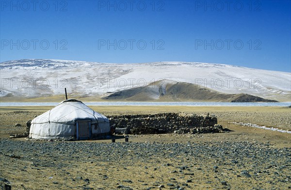 MONGOLIA, Bayan Olgii Province, Ger or yurt in Kazakh nomad camp