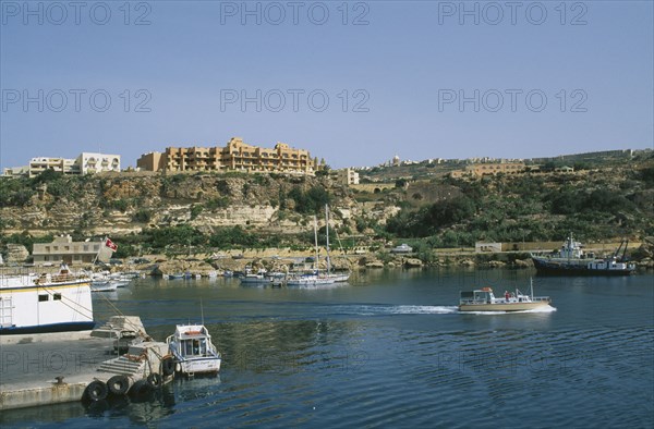 MALTA, Gozo, Mgarr, Harbour overlooked by cathedral