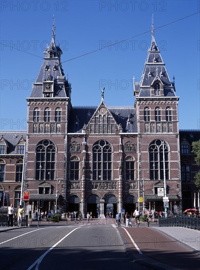HOLLAND, Noord, Amsterdam, Rijksmuseum facade designed by P.J.H Cuijpers and decorated with gothic style details
