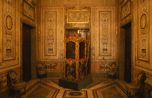SPAIN, Madrid State, Madrid, Palacio Real or Royal Palace. Small ornate room in the interior of the palace