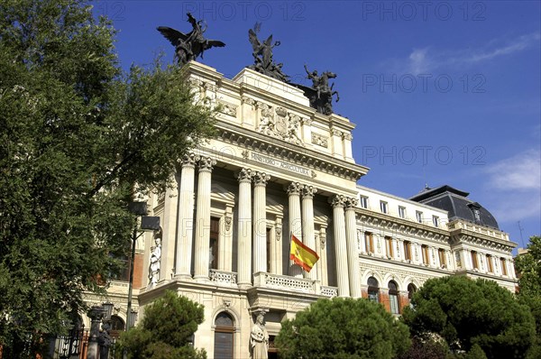 SPAIN, Madrid, Ministerio de Agricultura. Columned facade with three allegorical sculptures a top created by Agustin Querol