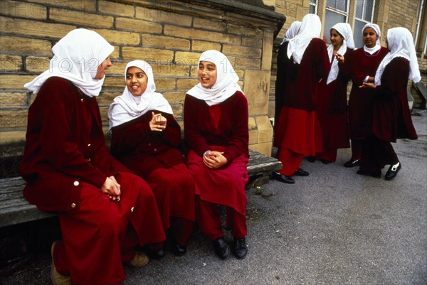 IRAN, Education, Schoolgirls wearing chadoor.