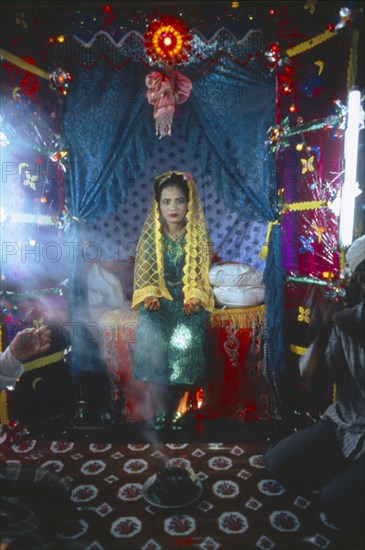 CAMBODIA, Religion, Islam, Muslim child bride at wedding ceremony