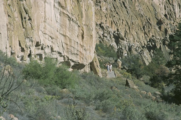 USA, New Mexico, Bandalier , Anasazi Indian cave dwelings in the national monument