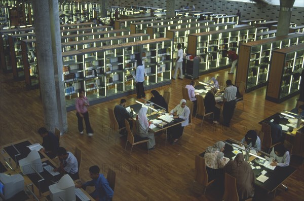 EGYPT, Nile Delta, Alexandria, Interior view over the reading area of the Library which has been resurrected on the site of the Bibliotheca Alexandrina