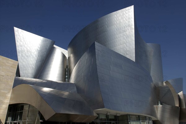 USA, California, Los Angeles, The Walt Disney Concert Hall modern silver exterior designed by Frank Gehry