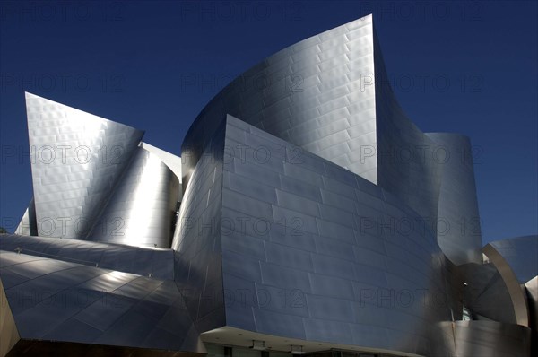 USA, California, Los Angeles, The Walt Disney Concert Hall modern silver exterior designed by Frank Gehry